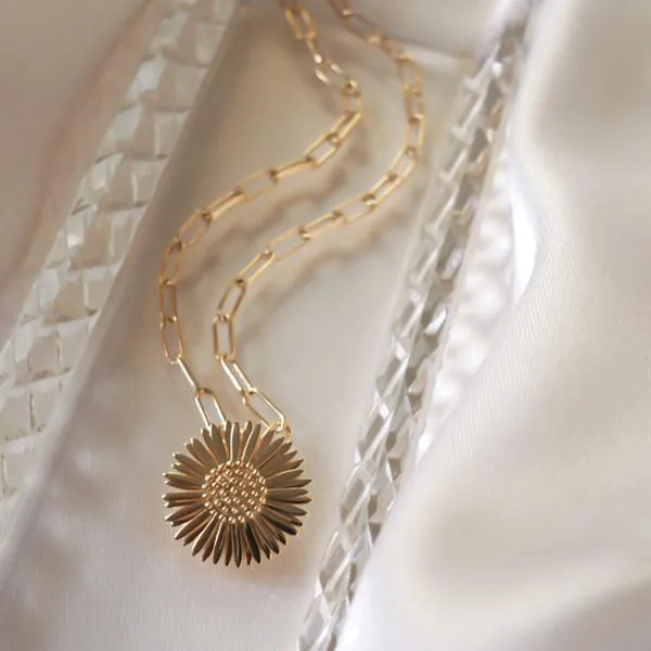 Women Pendant Necklaces Daisy London Jewellery Michaelmas Daisy Necklace 18ct Gold Plate