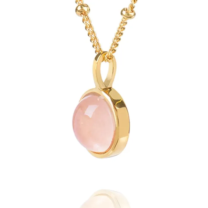 Women Pendant Necklaces Daisy London Jewellery Rose Quartz Healing Stone Necklace 18Ct Gold Plate