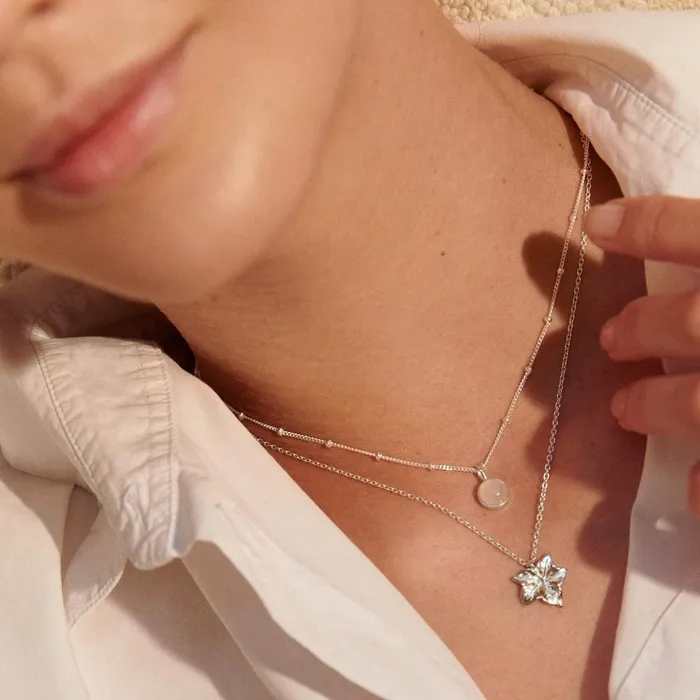 Women Pendant Necklaces Daisy London Jewellery Rose Quartz Healing Stone Necklace Silver