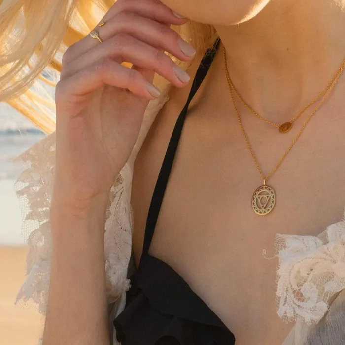Women Pendant Necklaces Daisy London Jewellery Throat Chakra Necklace 18Ct Gold Plate