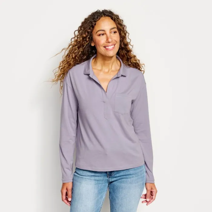 Women Perfect LongSleeved Polo Purple Fog Orvis Shirts