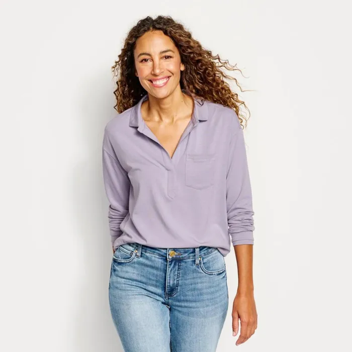 Women Perfect LongSleeved Polo Purple Fog Orvis Shirts