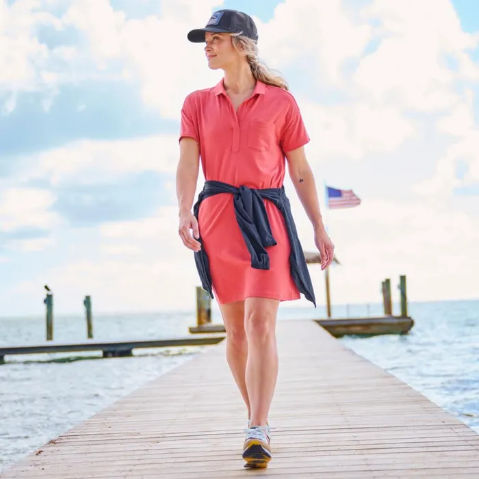 Women Perfect Polo Dress Faded Red Orvis Skirts and Dresses