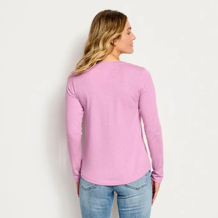 Women Perfect Relaxed VNeck LongSleeved Tee Pink Lemonade Heather Orvis Shirts