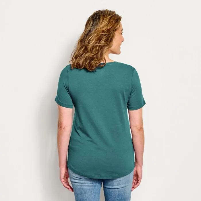Women Perfect Relaxed VNeck ShortSleeved Tee True Navy Mini Brenton Stripe Orvis Shirts