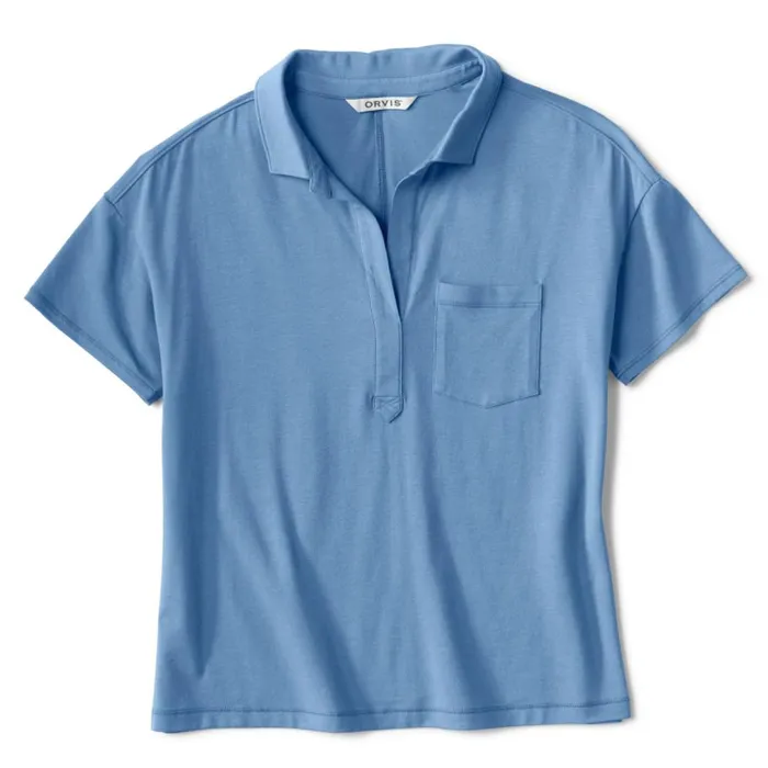 Women Perfect ShortSleeved Polo Shirt Dusty Blue Orvis Shirts