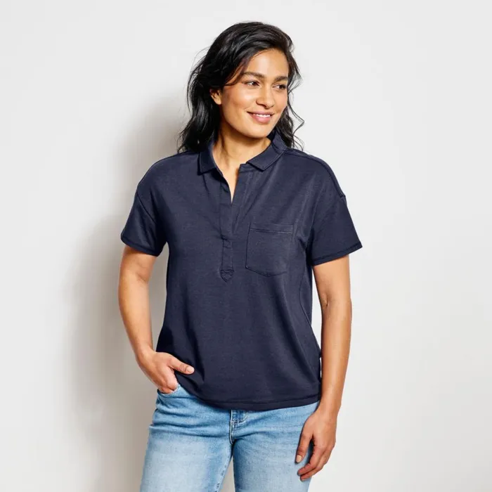 Women Perfect ShortSleeved Polo Shirt Dusty Blue Orvis Shirts