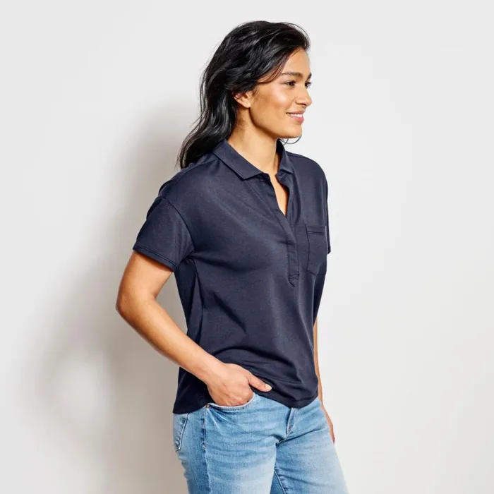 Women Perfect ShortSleeved Polo Shirt Dusty Blue Orvis Shirts