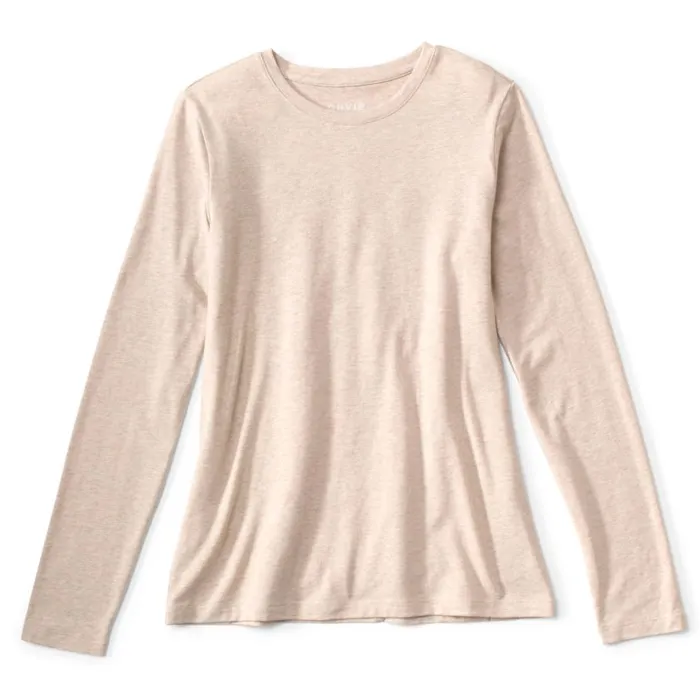 Women Perfect True Crew LongSleeved Tee Oatmeal Heather Orvis Shirts