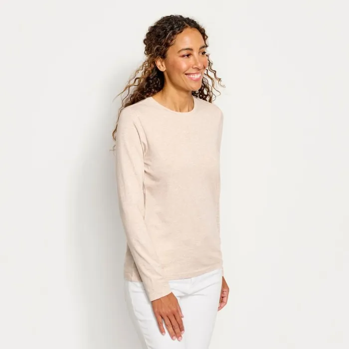 Women Perfect True Crew LongSleeved Tee Oatmeal Heather Orvis Shirts