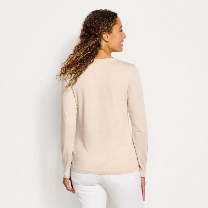 Women Perfect True Crew LongSleeved Tee Oatmeal Heather Orvis Shirts