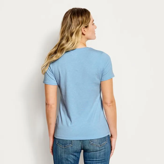 Women Perfect True Crew ShortSleeved Tee Cloud Blue Heather Orvis Shirts
