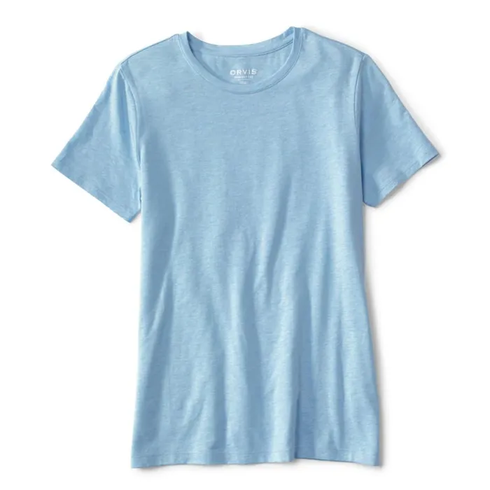 Women Perfect True Crew ShortSleeved Tee Cloud Blue Heather Orvis Shirts