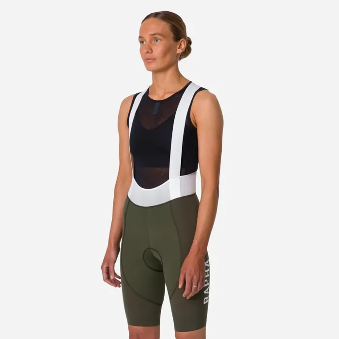 Women Pro Team Bib Shorts III 8211 Long Blackwhitegreen Whitedark Navy White Rapha Bibs Shorts and Tights