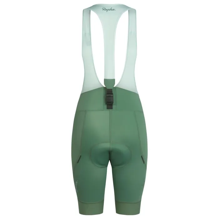 Women Pro Team Detachable Bib Shorts Racing Cycling Riding Blackwhitedark Greenpale Green Rapha Bibs Shorts and Tights