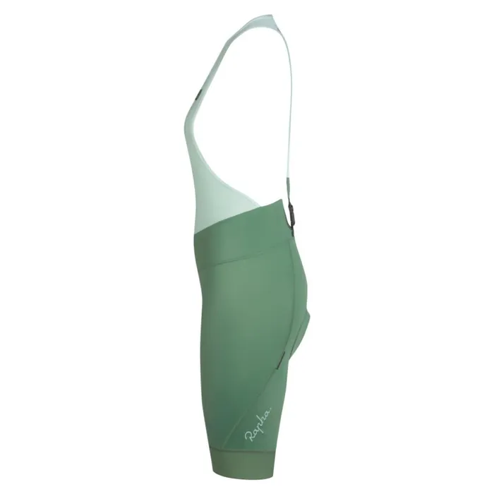 Women Pro Team Detachable Bib Shorts Racing Cycling Riding Blackwhitedark Greenpale Green Rapha Bibs Shorts and Tights