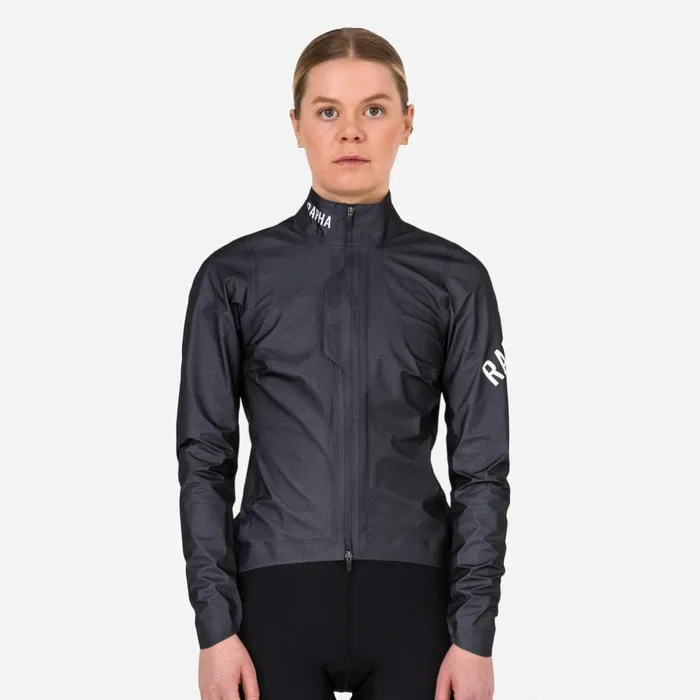 Women Pro Team GORETEX Lightweight Rain Jacket Black Charcoal Rapha Jackets and Vests