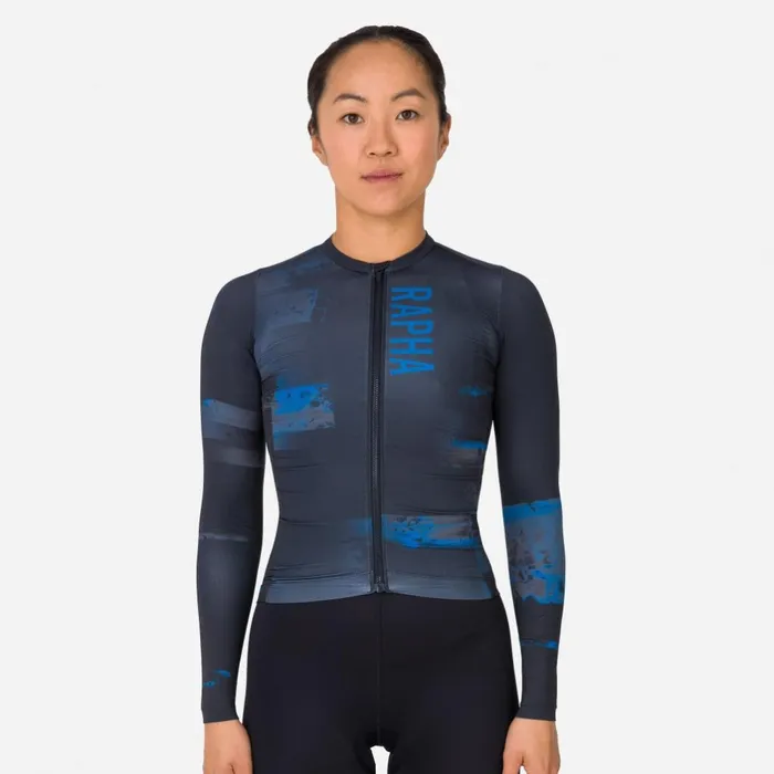 Women Pro Team Long Sleeve Jersey 8211 Print Pack White Alyssum Mykonos Blue Rapha Archive