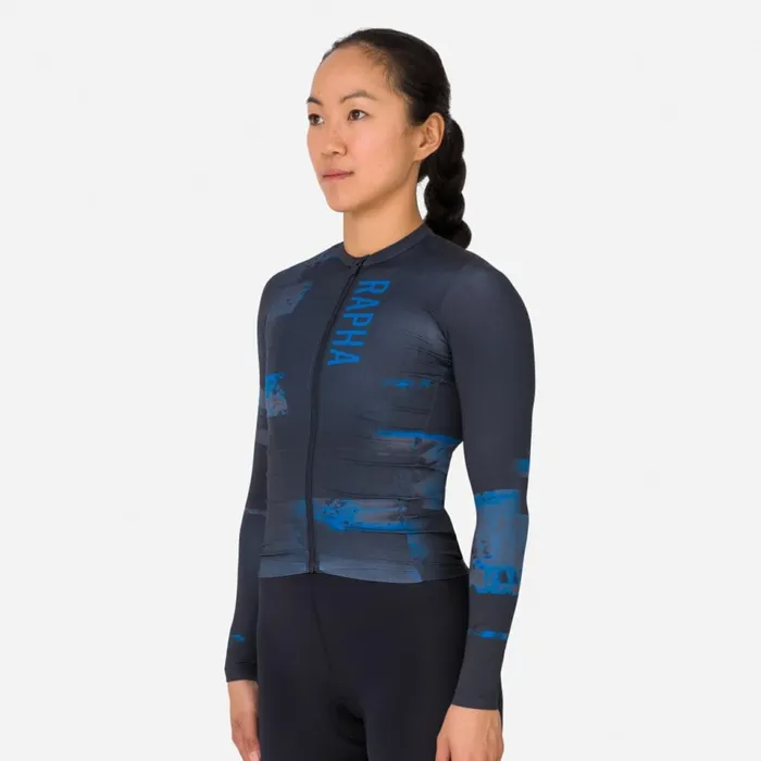 Women Pro Team Long Sleeve Jersey 8211 Print Pack White Alyssum Mykonos Blue Rapha Archive