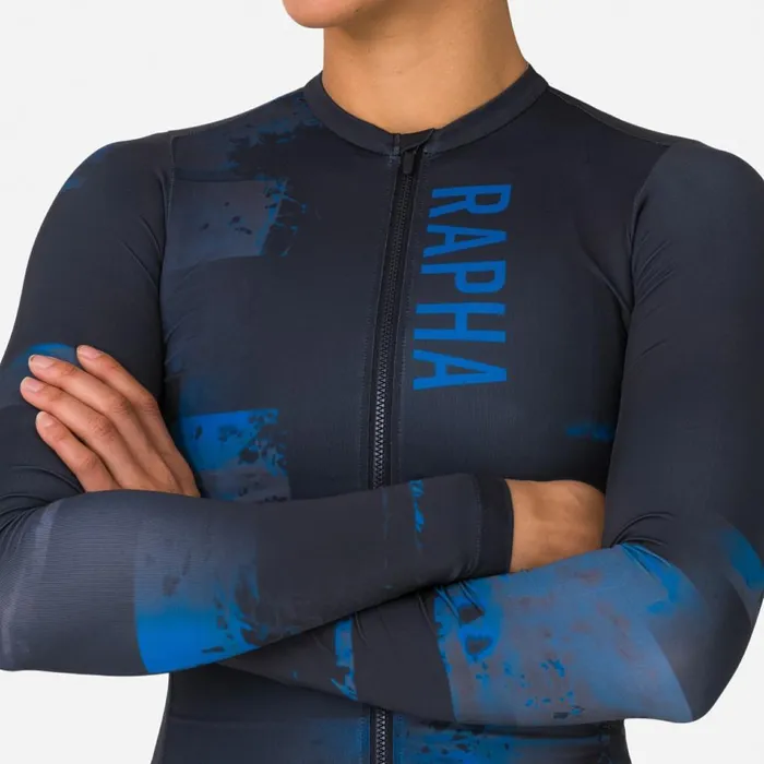 Women Pro Team Long Sleeve Jersey 8211 Print Pack White Alyssum Mykonos Blue Rapha Archive