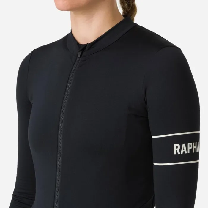 Women Pro Team Long Sleeve Thermal Jersey Blackwhitedark Greenpale Green Rapha Archive
