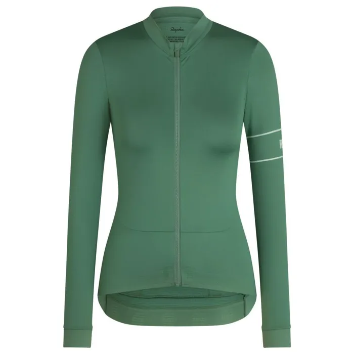 Women Pro Team Long Sleeve Thermal Jersey Blackwhitedark Greenpale Green Rapha Archive