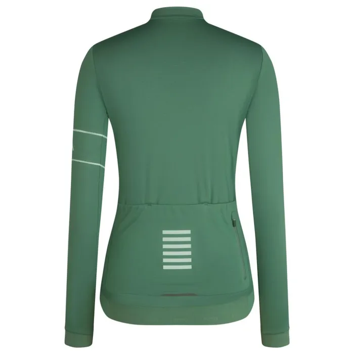 Women Pro Team Long Sleeve Thermal Jersey Blackwhitedark Greenpale Green Rapha Archive