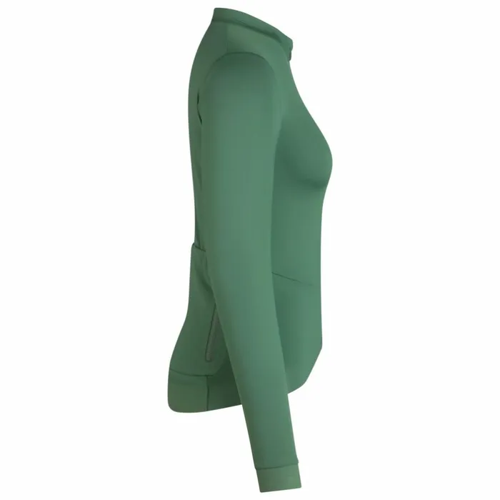 Women Pro Team Long Sleeve Thermal Jersey Blackwhitedark Greenpale Green Rapha Archive