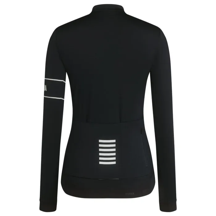 Women Pro Team Long Sleeve Thermal Jersey Blackwhitedark Greenpale Green Rapha Archive