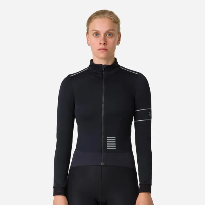 Women Pro Team LS Windstopper Jersey Blackblackpetrol Bluesilver Reflectivebright Limesilver Reflective Rapha Archive