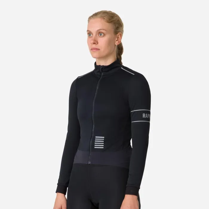 Women Pro Team LS Windstopper Jersey Blackblackpetrol Bluesilver Reflectivebright Limesilver Reflective Rapha Archive