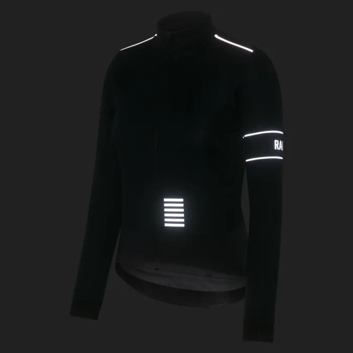 Women Pro Team LS Windstopper Jersey Blackblackpetrol Bluesilver Reflectivebright Limesilver Reflective Rapha Archive