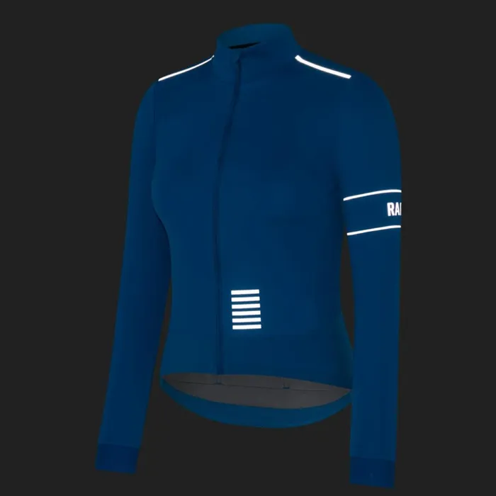 Women Pro Team LS Windstopper Jersey Blackblackpetrol Bluesilver Reflectivebright Limesilver Reflective Rapha Archive