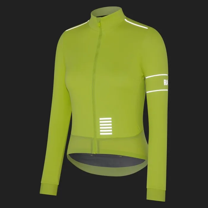 Women Pro Team LS Windstopper Jersey Blackblackpetrol Bluesilver Reflectivebright Limesilver Reflective Rapha Archive