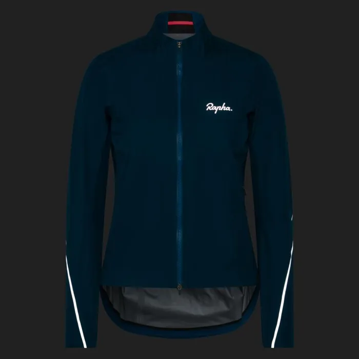 Women Rapha GoreTex Rain Jacket Blacksilverjewelled Bluesilver Reflective Rapha Jackets and Vests