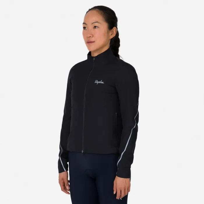 Women Rapha GoreTex Rain Jacket Blacksilverjewelled Bluesilver Reflective Rapha Jackets and Vests