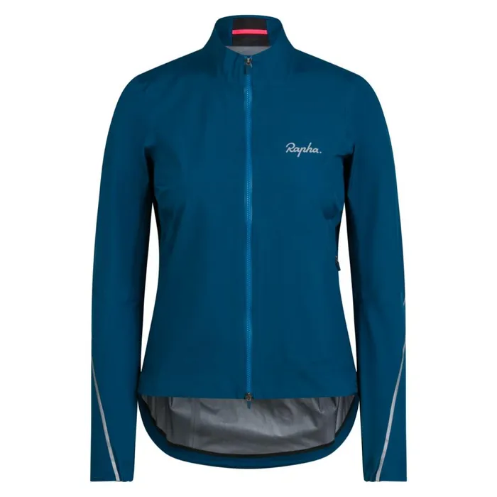 Women Rapha GoreTex Rain Jacket Blacksilverjewelled Bluesilver Reflective Rapha Jackets and Vests
