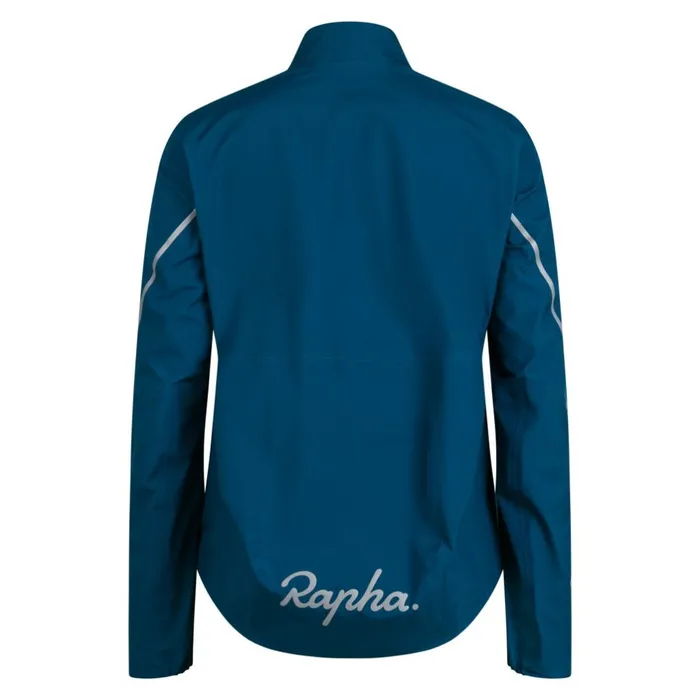 Women Rapha GoreTex Rain Jacket Blacksilverjewelled Bluesilver Reflective Rapha Jackets and Vests