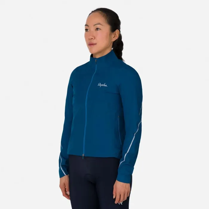 Women Rapha GoreTex Rain Jacket Blacksilverjewelled Bluesilver Reflective Rapha Jackets and Vests