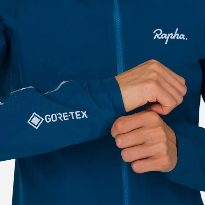 Women Rapha GoreTex Rain Jacket Blacksilverjewelled Bluesilver Reflective Rapha Jackets and Vests