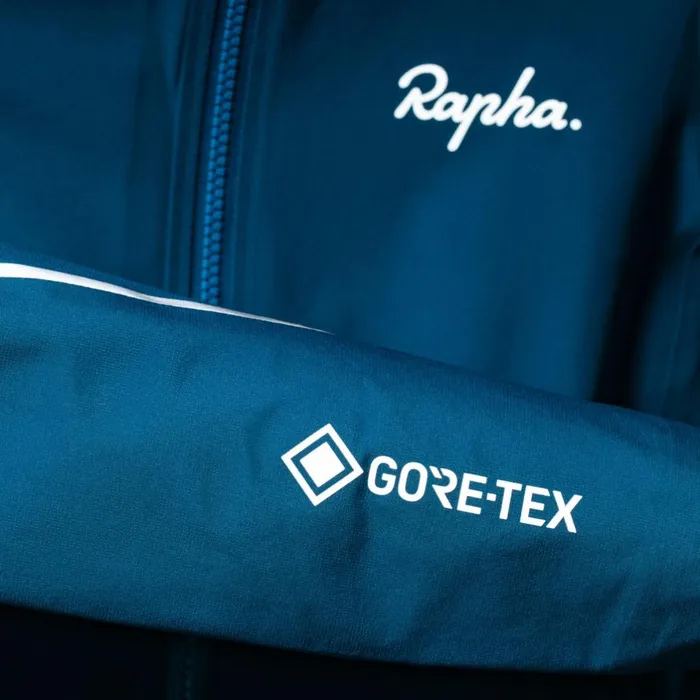 Women Rapha GoreTex Rain Jacket Blacksilverjewelled Bluesilver Reflective Rapha Jackets and Vests