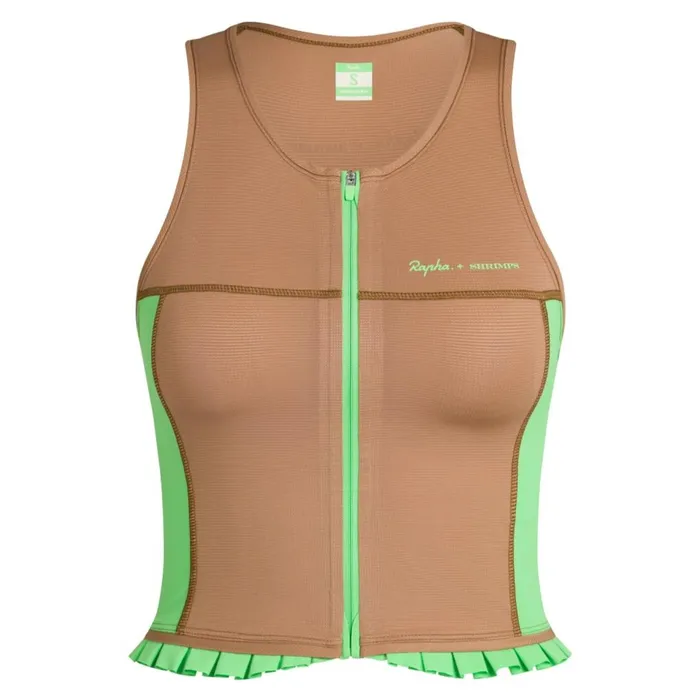 Women Rapha Shrimps Cropped Zip Tank Grape Printcornflowerwoodsmokesummer Green Rapha Hoodies TShirts and Tops