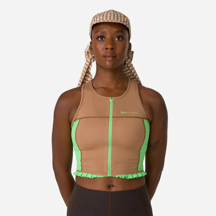 Women Rapha Shrimps Cropped Zip Tank Grape Printcornflowerwoodsmokesummer Green Rapha Hoodies TShirts and Tops