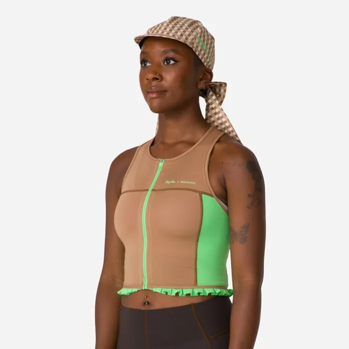 Women Rapha Shrimps Cropped Zip Tank Grape Printcornflowerwoodsmokesummer Green Rapha Hoodies TShirts and Tops