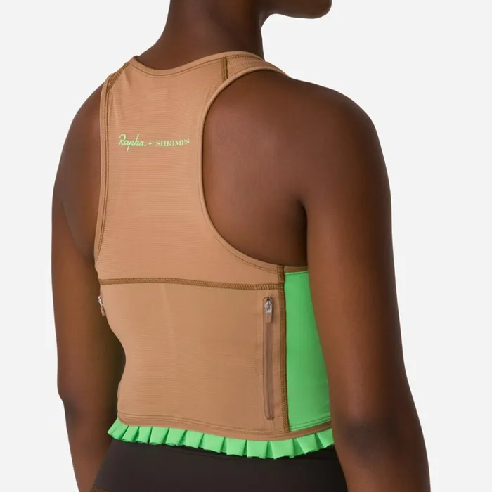 Women Rapha Shrimps Cropped Zip Tank Grape Printcornflowerwoodsmokesummer Green Rapha Hoodies TShirts and Tops