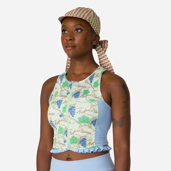 Women Rapha Shrimps Cropped Zip Tank Grape Printcornflowerwoodsmokesummer Green Rapha Hoodies TShirts and Tops