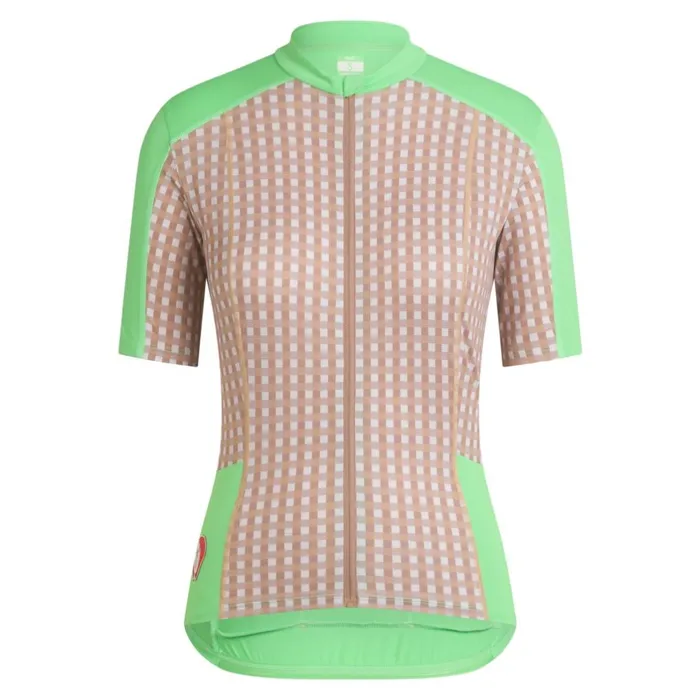 Women Rapha Shrimps Jersey Gingham Printsummer Green Rapha Jerseys