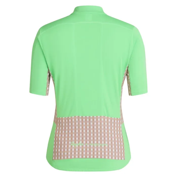 Women Rapha Shrimps Jersey Gingham Printsummer Green Rapha Jerseys