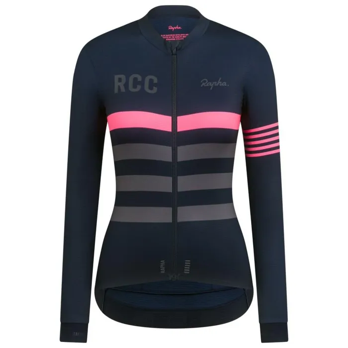 Women RCC Pro Team Long Sleeve Jersey Dark Navy Rapha Jerseys
