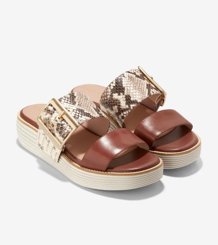 Women riginalGrand Platform Slides Sandollar Snake Printcuoio Brownivory Cole Haan Sandals